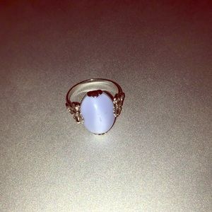 Avon Oval BBlue Pebble Stone Sz10 Sterling Silver